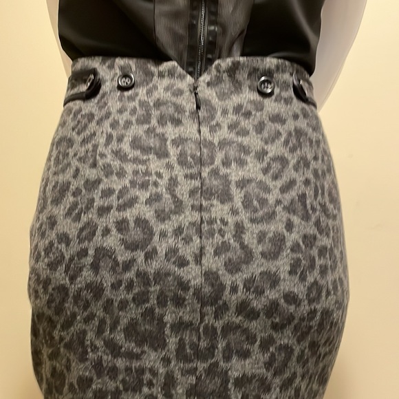 REBECCA TAYLOR GRAY AND BLACK ANIMAL PRONT HIGH WAISTED PENCIL SKIRT SIZE 8 NWOT - Picture 9 of 14